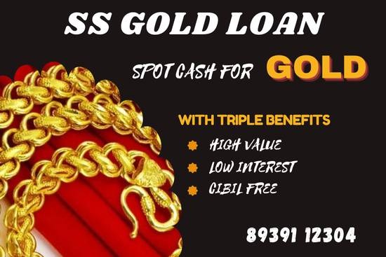Spot cash for gold with triple benefits featuring high value payout, low interest rates, and CIBIL-free gold loan service with gold jewellery display.